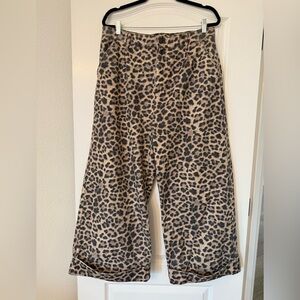 Pilcro Wide Leg Leopard Print Trousers